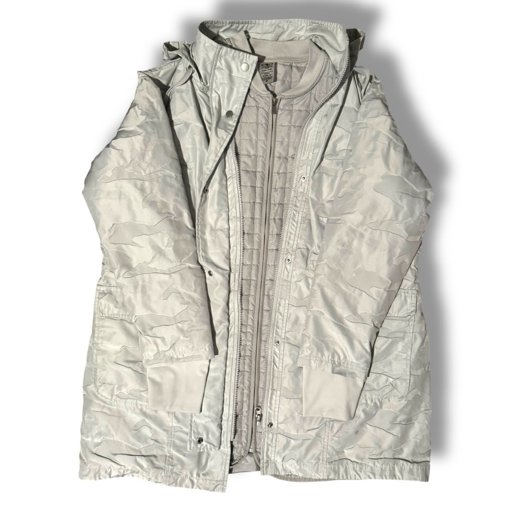 🧥 Athletic Works Light Gray Camo Hooded Anorak Jacket/Quilted Insert XL - Picture 2 of 7